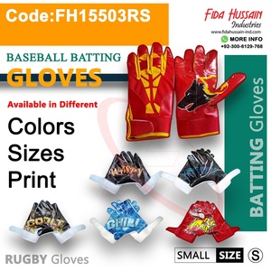 Gants de frappeur de baseball avec silicone 3D imprimé en cuir synthétique couleur rouge Baseball Schlaghandschuhe - Product Image 5