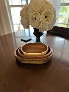 Tazón de madera de acacia de diseño elegante, hecho a mano, de estilo minimalista, para servir comida, regalo, artesanía en madera, tazones decorativos - Product Image 2