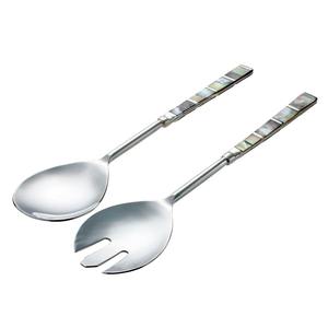 Ensemble de cuillères à salade en acier inoxydable de qualité supérieure pour une présentation de table de luxe avec poignée ergonomique et finition polie miroir - Product Image 1