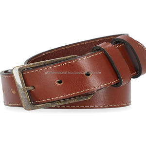 Cinturón Casual de Cuero Vacuno de Grano Completo para Hombre, Hecho a Mano con Acabado de Alta Calidad, Hebilla de Latón con Pasador de Aleación, Cinturón Casual de Negocios Unisex - Product Image 4