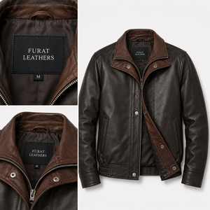 Winter Brown <b>Suede</b> <b>Men's</b> Casual Bomber <b>Jacket</b> Stand Collar Zipper Closure Windproof Breathable Quick Dry Eco-Friendly - Product Image 4