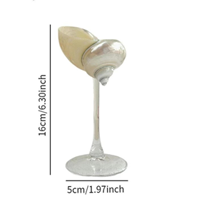 Verre artisanal en forme de coquillage, verre transparent avec accent de coquillage pour la présentation de boissons, décoration de bar, origine Vietnam. - Product Image 4