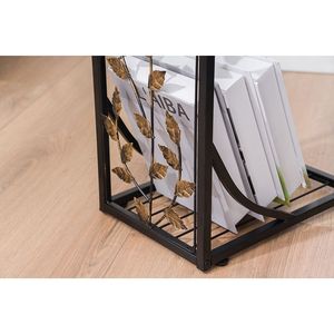 Tavolino da Caffè in Ferro con Motivo a Foglie 54*30.5*21CM, Comodino Elegante Marrone - Product Image 4