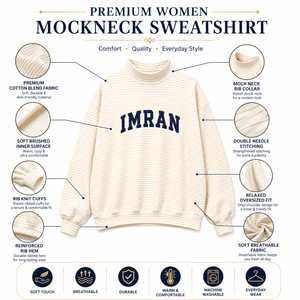 เสื้อสเวตเชิ้ตคอเต่าทรงโอเวอร์ไซส์ลายทาง แขนเสื้อแบบดรอปโชว์เดอร์ รับผลิตตามแบบ OEM ODM - Product Image 4