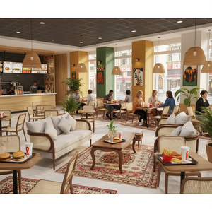 <b>Outdoor</b> Furniture Walnut/Oak Frame <b>Rattan</b> <b>Sofa</b> Set with Comfortable Cushions Vietnam Origin OEM Brand Coffee Table Customized - Product Image 1