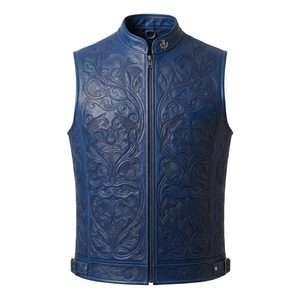 Chaleco de Motocicleta de Cuero Vacuno Genuino para Hombre, Chaqueta Clásica sin Mangas para Motociclista, Venta al Por Mayor OEM - Product Image 1