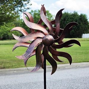 Girandola a Vento in Metallo con Design Classico a Foglie di Salice, Elegante Ornamento da Giardino per Patio - Product Image 1