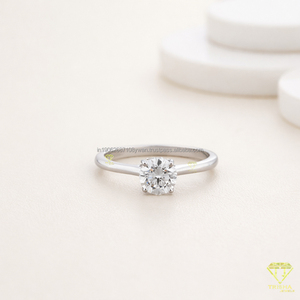 Round Cut Moissanite Diamond in 925 Sterling <b>Silver</b> Engagement <b>Ring</b> Classic <b>Solitaire</b> Wedding Jewelry For Women And Brides - Product Image 3