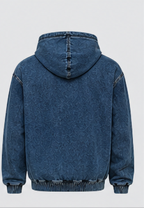 Sweat-shirt à capuche en denim pour homme de qualité supérieure avec poche kangourou - Product Image 4