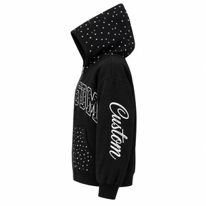 เสื้อฮู้ดซิปพิมพ์ลายปักเพชรระบายอากาศได้ดีสำหรับผู้ชาย ผ้าฝ้าย 100% ทรงโอเวอร์ไซส์ ผ้าฟลีซแบบวอช สไตล์ Y2K ลายตัวอักษรด้านหน้า เหมาะสำหรับฤดูหนาว - Product Image 3