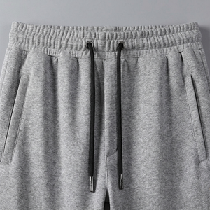 Conjunto Deportivo Unisex Gris, Sudadera de Cuello Redondo con Pantalones con Cordón, Color Sólido, Ropa Casual de Otoño, 100% Algodón, Largo Completo - Product Image 6
