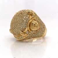 Bague Hip Hop en Argent Sterling Plaqué Or Jaune avec Moissanite VVS Certifiée GRA et Sertissage à Griffes