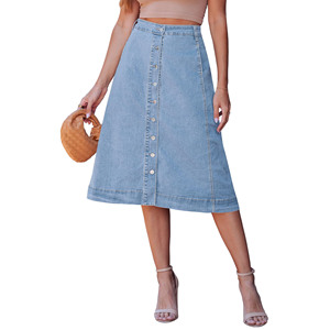 Falda Midi Vaquera Elegante para Mujer 2026, con Lazo Lateral, Estilo Retro, Corte Holgado, Secado Rápido, Informal, para Primavera, Verano y Otoño - Product Image 2