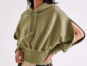 Sweat à capuche en molleton pour femme, style streetwear, 100% coton, à manches ouvertes, pull-over de haute qualité, étiquette personnalisable, printemps automne, décontracté - Product Image 4