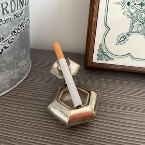 Vintage Pocket Ashtray, Silver Metal Hexagonal Portable Ashtray, - Product Image 6