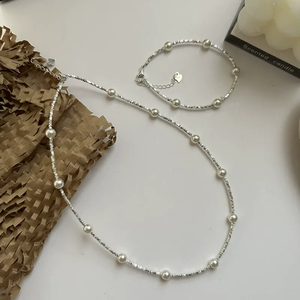 S925 Sterling Silver Shijiazu Broken Silver Necklace French Retro Elegant Cool Elegant Gympanic <b>Bead</b> Chain Jewelry - Product Image 1