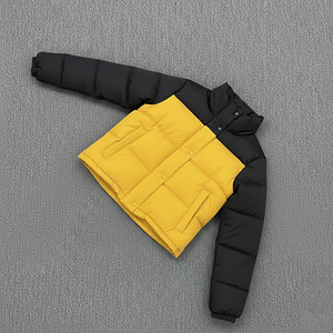 Chaqueta de Plumón Personalizada para Mujer, 90% Plumón de Pato Blanco, Estilo Parka, con Bloques de Color, Diseño de Parches, Corta, con Capucha, Acolchada, Cálida para Invierno - Product Image 6