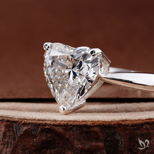 Anillo de compromiso de lujo con diamante solitario de 3 quilates, cultivado en laboratorio, con engaste de tallo pellizcado en oro blanco de 10K. - Product Image 2