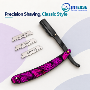 Rasoir droit professionnel pour barbier avec lame remplaçable et boîte de 100 lames de rasoir - Product Image 4