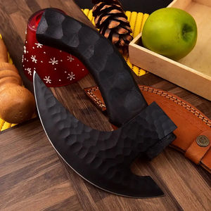 Couteau à pizza industriel Burraq personnalisé en acier au carbone fait main, manche en bois de rose, étui en cuir, cadeau pour la fête des pères - Product Image 5