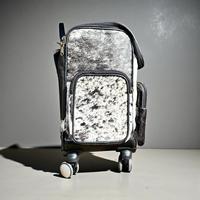Sac à roulettes Western en cuir de vachette à carreaux avec fermeture éclair, grande capacité, unisexe, sac de voyage avec roues
