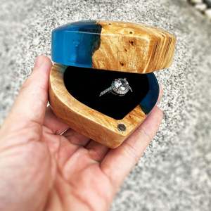 <b>Heart</b> <b>Shaped</b> Ring Gift <b>Box</b>, jewelry organizers and storage,Personalized Wooden Ring <b>Box</b>, Double Slotted Ring Holder, Wedding, En - Product Image 1
