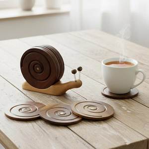 Classic Brown Wooden Coasters Round Set Heat Resistant Drink Pad for Coffee Tea Mug Glass Non Slip Table Protection Kitchen Home - Product Image 1
