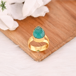 Vintage Apatite Hydro Brass <b>Ring</b> Handmade <b>Adjustable</b> Gemstone Jewelry for Women - Product Image 4