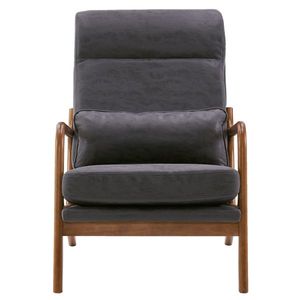 High Back Solid Wood Armrest & <b>Backrest</b> Indoor Leisure Chair Iron Frame with Bronzing Cloth Dark Grey for Living Room - Product Image 4