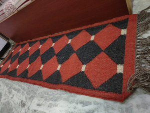 Geometric Diamond Kilim Runner <b>Rug</b> Handwoven Boho Tribal Farmhouse Entryway Carpet <b>Rustic</b> Hallway Floor Decor Home Accent - Product Image 4