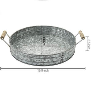 ถาดเสิร์ฟอาหารชุบสังกะสีพร้อมที่จับเชือกจานเสิร์ฟทำด้วยมือ - Product Image 5