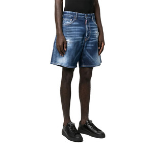 Pantalones Cortos de Mezclilla Personalizables para Hombre, Estilo Veraniego, Lavado Desgastado Azul, Corte Holgado, Fabricante y Proveedor OEM Confiable - Product Image 4
