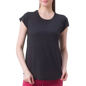 T-shirt en coton épais personnalisé à faible MOQ, T-shirt uni décontracté pour femme, coupe ample imprimée, T-shirts unis pour femme - Product Image 1