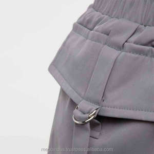 Shorts Oxford décontractés pour homme, coupe trapèze, taille haute élastique, bleu clair, décoration vintage, 100 % coton respirant - Product Image 4