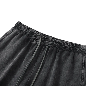 กางเกงขาสั้นผ้าดิบสำหรับผู้ชายผ้าคอตตอนซักเสื้อผ้าสำหรับผู้ชายผ้าเทอร์รี่มีความหนาแน่นสูงพิมพ์ลายเฮมผ้าฝ้าย100% ตามสั่ง - Product Image 2