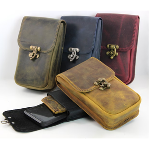 Long Adventurers Genuine Leather Phone Pouch Slim <b>Travel</b> Phone Holster Belt Loop Shoulder Strap Outdoor Use Buckle Closure Large - Product Image 2