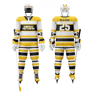 Ensemble de maillots de hockey sur glace personnalisés, uniforme d'équipe imprimé par sublimation, polyester respirant, polyester anti-humidité, uniforme d'équipe pour hommes - Product Image 4