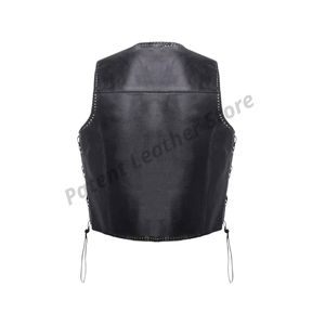 Chaleco de Cuero Genuino para Hombre, Último Modelo, Transpirable, Resistente al Viento, para Uso en Exteriores, Servicio Personalizado OEM, Cantidad al por Mayor, Cuello en V - Product Image 2