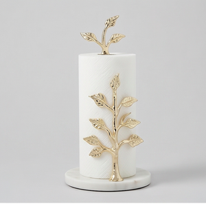 Porte-serviettes en papier design arbre doré avec base circulaire robuste en marbre, support pour rouleau de serviettes de cuisine et salle de bain, utilisation à la maison et au bureau - Product Image 1