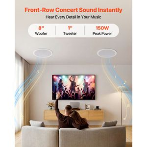 Altoparlanti da Incasso a Soffitto da 8 Pollici, 150W di Picco, Sistema Audio Hi-Fi a 2 Vie, Resistenti all'Umidità - Product Image 2