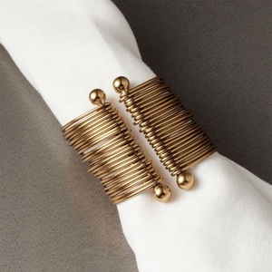 Anillo de latón dorado con diseño con cable para restaurante, servilletero de oro real de alta calidad con diseño 123 grabado - Product Image 5