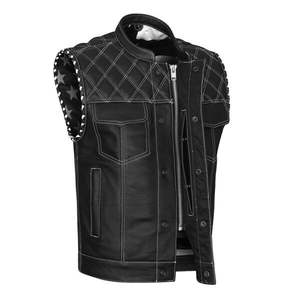 Chaleco de Cuero para Hombre Estilo Club de Caza Old Glory, con Costuras de Diamante SOA, para Motocicleta, con Espacio Oculto para Armas - Product Image 5
