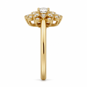 แหวนเพชรทรงกลมลายกลีบดอกไม้ โรแมนติก ทองคำขาว 14K เพชรทรงกลมเพาะเลี้ยงในห้องปฏิบัติการ แหวนค็อกเทลลายดอกไม้ รับผลิตตามสั่ง (OEM) เครื่องประดับสั่งทำพิเศษ - Product Image 2