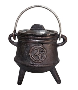 Ensemble de brûleurs d'encens en résine avec chaudron de finition noire et bougeoir à charbon de bois Artisanat en métal avec poignée confortable - Product Image 6