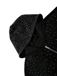 Custom Men's Designer Crystal Studded Pullover Hoodie Oversized Streetwear Fleece <b>Jacket</b> Full <b>Rhinestone</b> Coverage Casual Front - Product Image 3