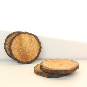 Sous-verres écologiques en écorce de bois de manguier, classiques pour table à thé, dessous de verre ronds en noyer naturel de 5 mm d'épaisseur, design personnalisé - Product Image 6