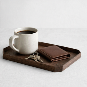 Handcrafted <b>Black</b> Walnut Rectangular Serving <b>Tray</b> With Refined Cut Corners Elegant Modern Decorative Platter For Home Kitchen - Product Image 2