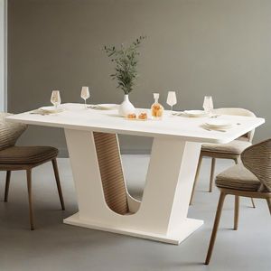 Tavolo da Pranzo Moderno Rettangolare da 55 Pollici per 4-6 Persone con Base a U, Elegante Tavolo da Cucina - Product Image 1