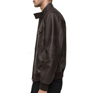 Fashionable Stylish Casual <b>Men</b> Leather Winter <b>Jacket</b> with Stand Collar Zipper Front Modern Slim Fit Design for Every Occasion - Product Image 3