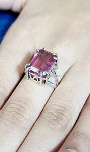 Bague de mariage bohème en argent sterling 925 plaqué rhodium, avec pierre précieuse tourmaline rose faite à la main, cadeau de fête pour femmes - Product Image 2